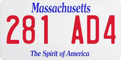 MA license plate 281AD4