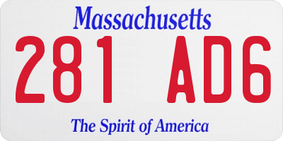 MA license plate 281AD6