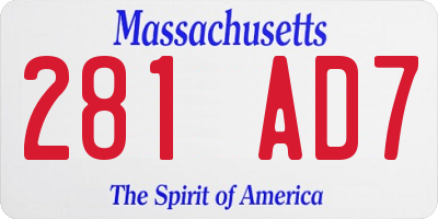 MA license plate 281AD7