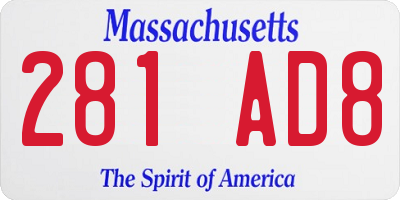 MA license plate 281AD8