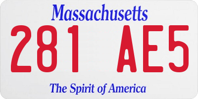 MA license plate 281AE5