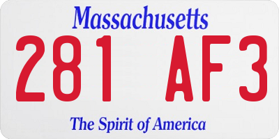 MA license plate 281AF3