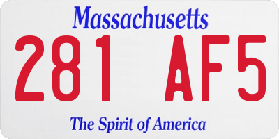 MA license plate 281AF5