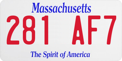 MA license plate 281AF7