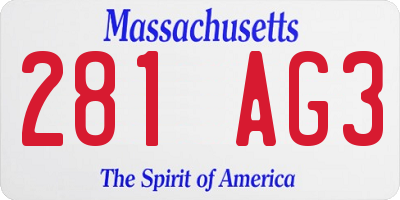 MA license plate 281AG3
