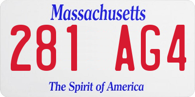 MA license plate 281AG4