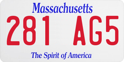 MA license plate 281AG5
