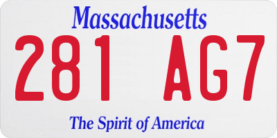 MA license plate 281AG7