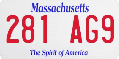 MA license plate 281AG9