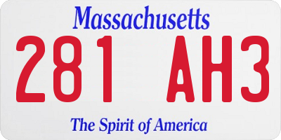 MA license plate 281AH3