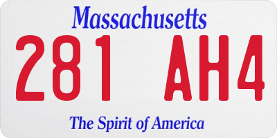 MA license plate 281AH4