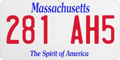 MA license plate 281AH5