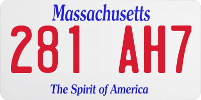 MA license plate 281AH7