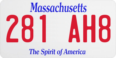 MA license plate 281AH8