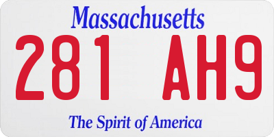 MA license plate 281AH9