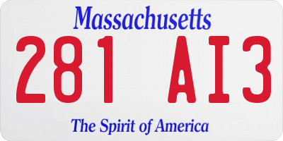 MA license plate 281AI3