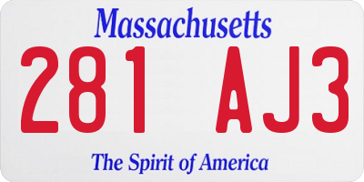 MA license plate 281AJ3