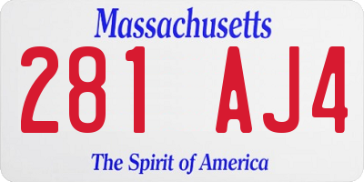 MA license plate 281AJ4
