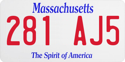 MA license plate 281AJ5
