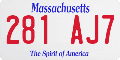 MA license plate 281AJ7