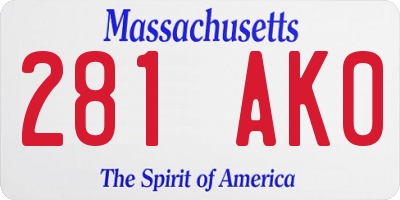 MA license plate 281AK0