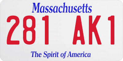 MA license plate 281AK1