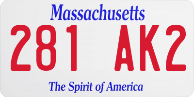 MA license plate 281AK2
