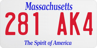 MA license plate 281AK4