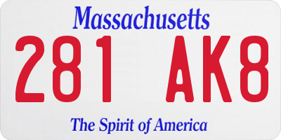 MA license plate 281AK8