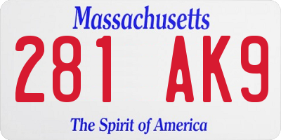 MA license plate 281AK9