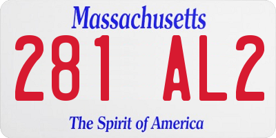 MA license plate 281AL2