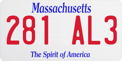 MA license plate 281AL3