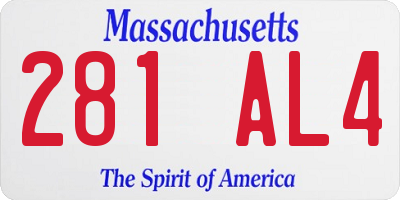 MA license plate 281AL4