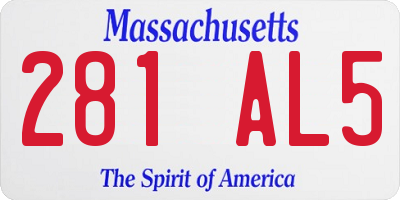 MA license plate 281AL5