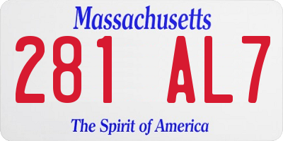 MA license plate 281AL7