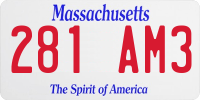 MA license plate 281AM3