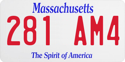 MA license plate 281AM4