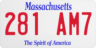 MA license plate 281AM7