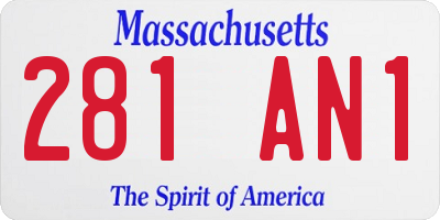 MA license plate 281AN1