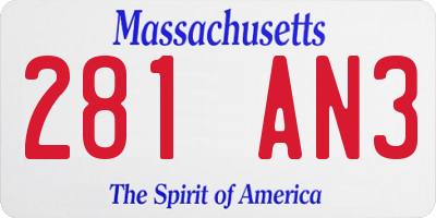 MA license plate 281AN3