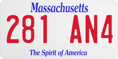 MA license plate 281AN4