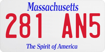 MA license plate 281AN5