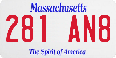 MA license plate 281AN8