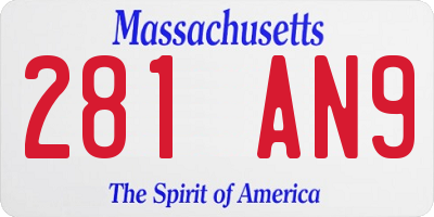 MA license plate 281AN9