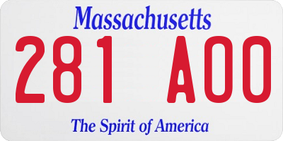 MA license plate 281AO0