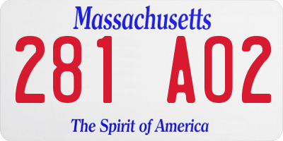 MA license plate 281AO2