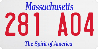 MA license plate 281AO4