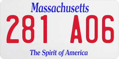 MA license plate 281AO6