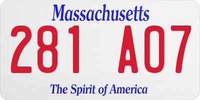 MA license plate 281AO7