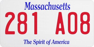 MA license plate 281AO8